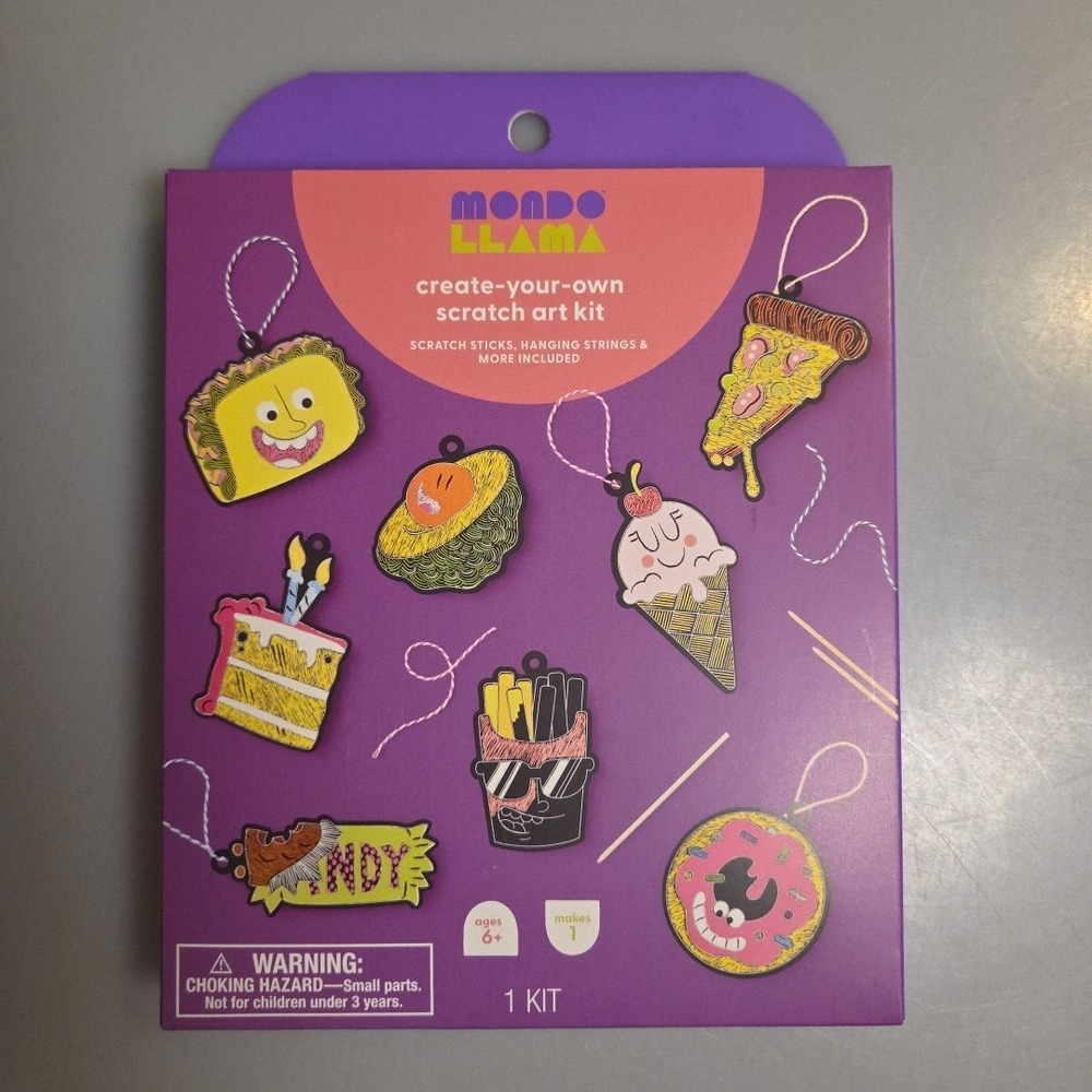 Mondo Llama Food Scratch Art Craft Kit Creative‎ Kids Activity